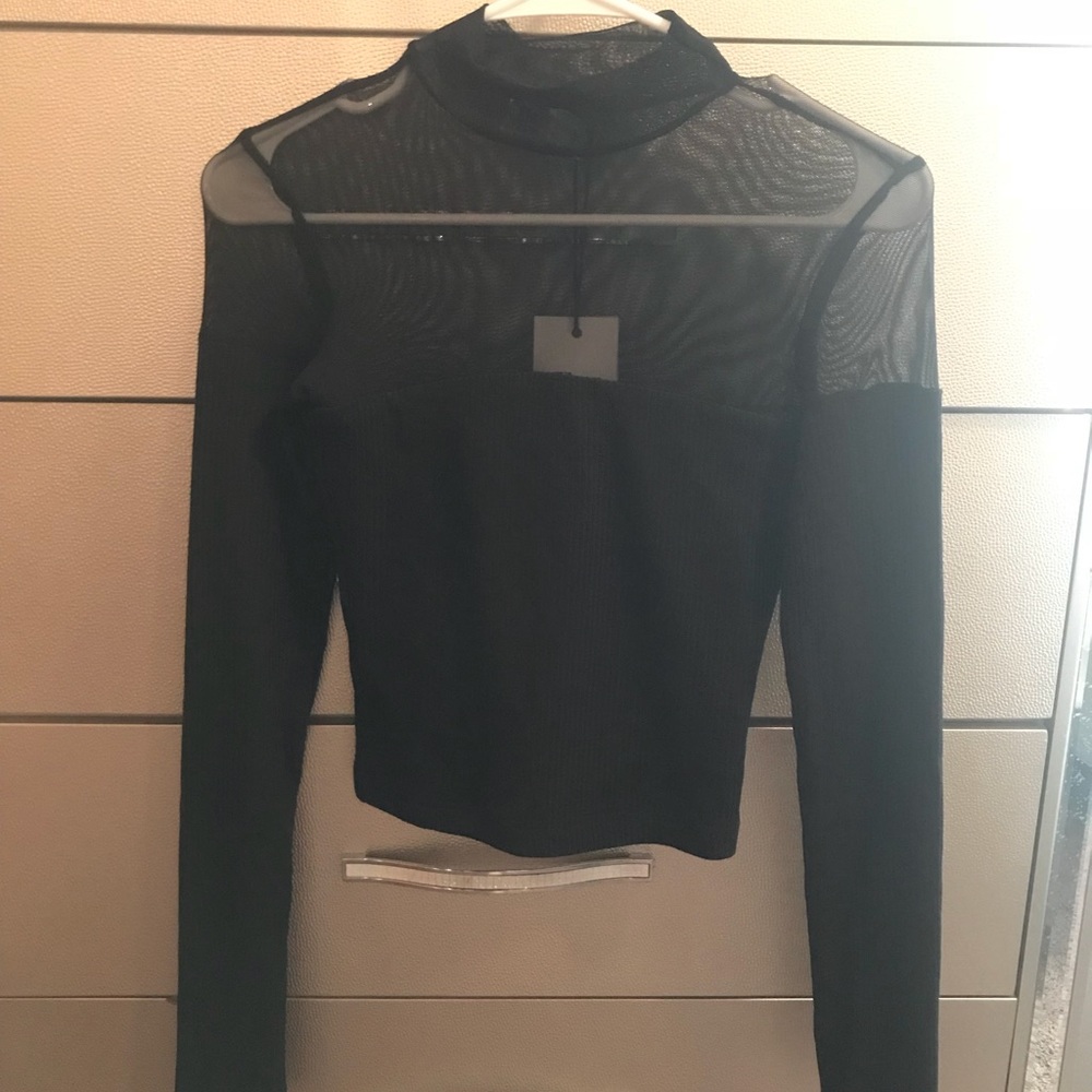 Long sleeve crop top with mesh